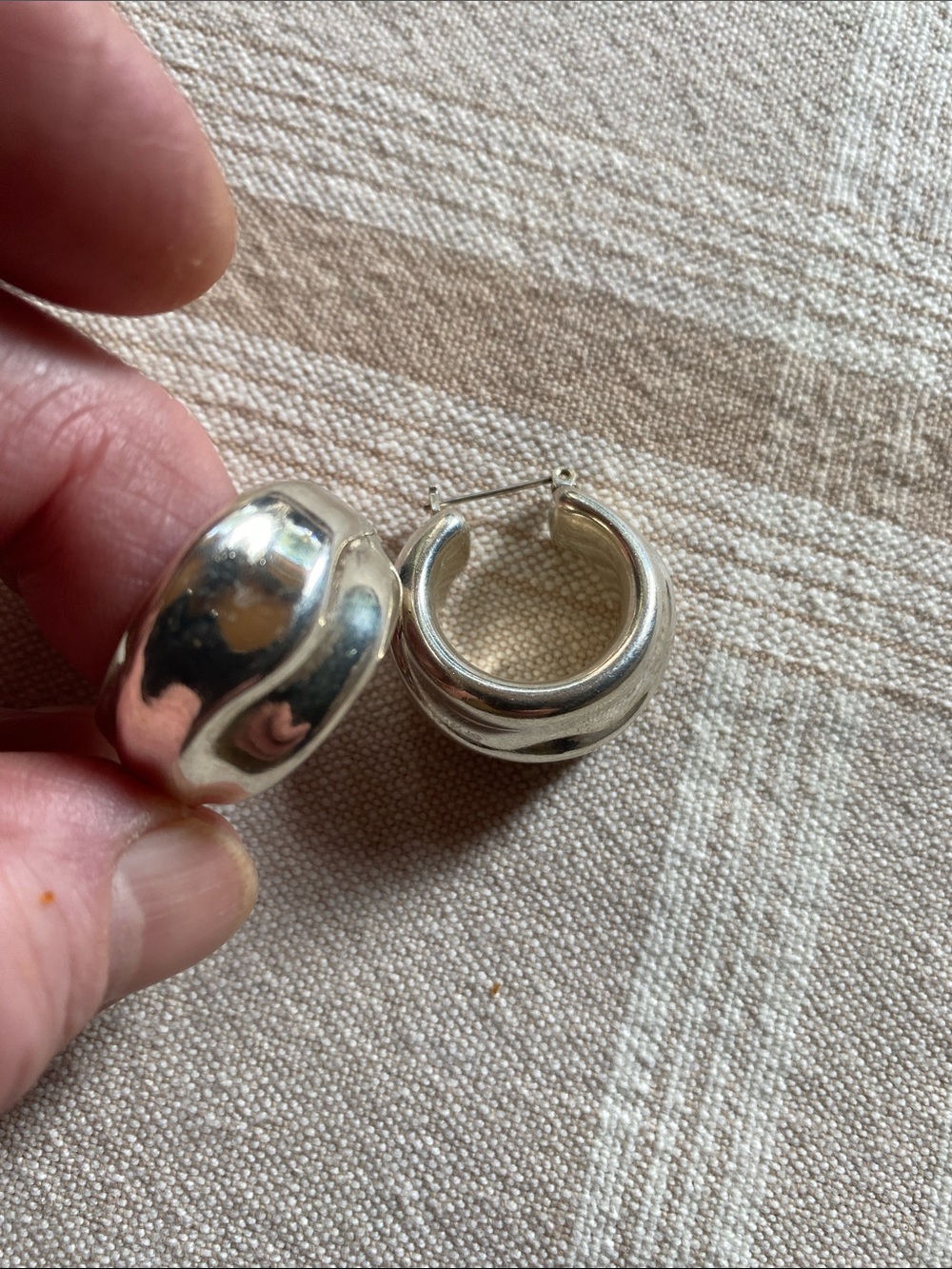 Vintage Wide Sterling Silver Hoops Marked 925